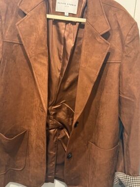 Petite Studio Men's Suede-Style Brown Trench Coat